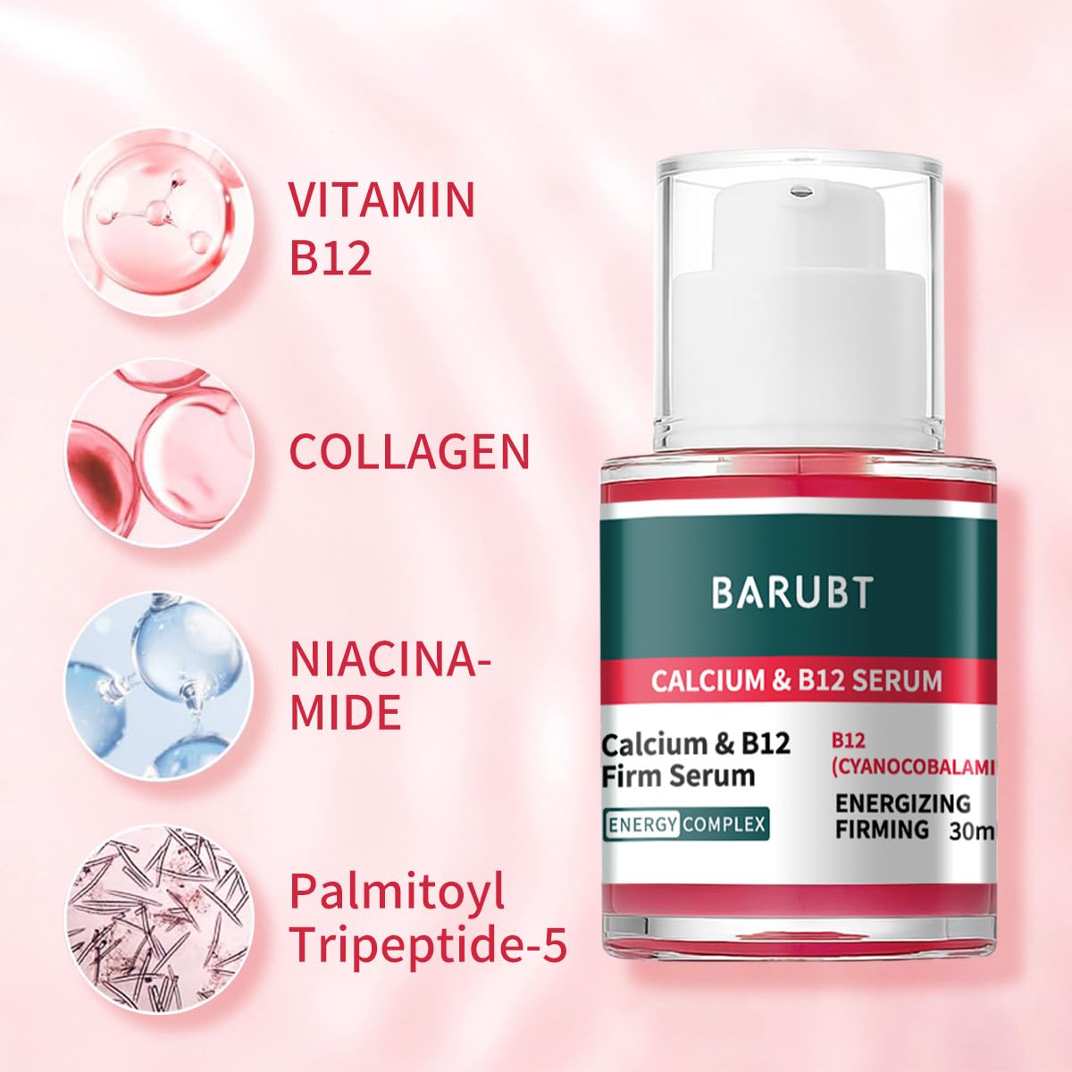 BARUBT Niacinamide Hyaluronic acid serum texture close-up emphasizes hydration.