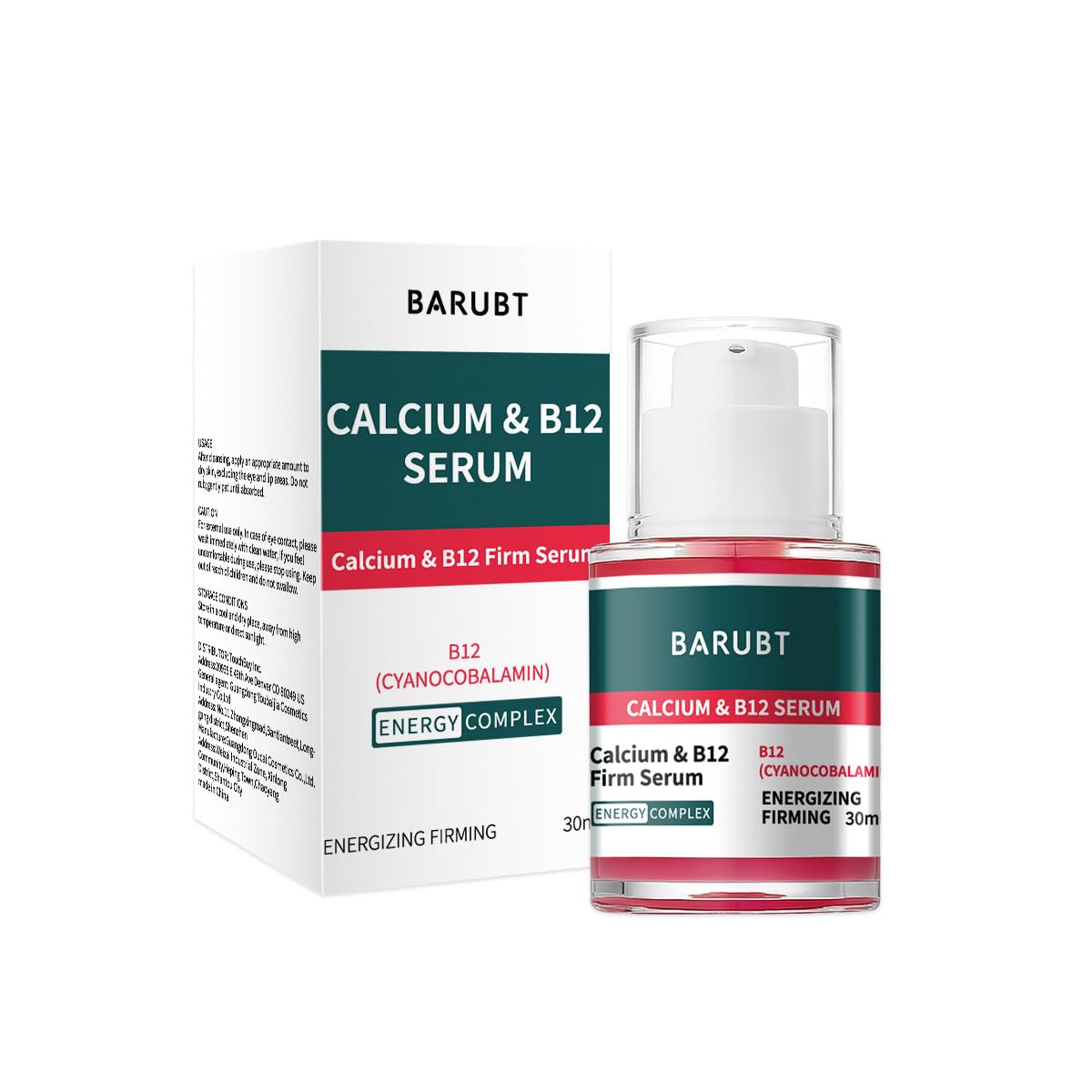 BARUBT Vitamin B12 serum drop highlights revitalized look after application.