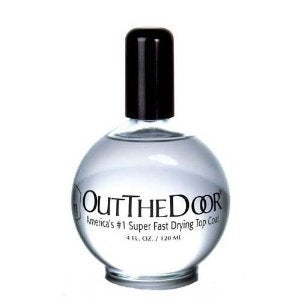 Base & Top Coat Out-the-Door topcoat bottle delivering ultra-fast drying for a glossy, chip-resistant finish.