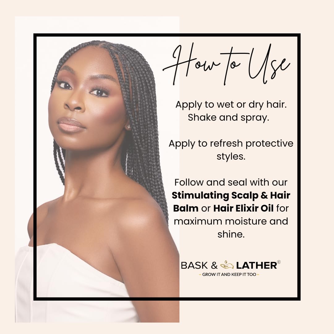 Bask & Lather Detangler for easy styling and smoother strands.