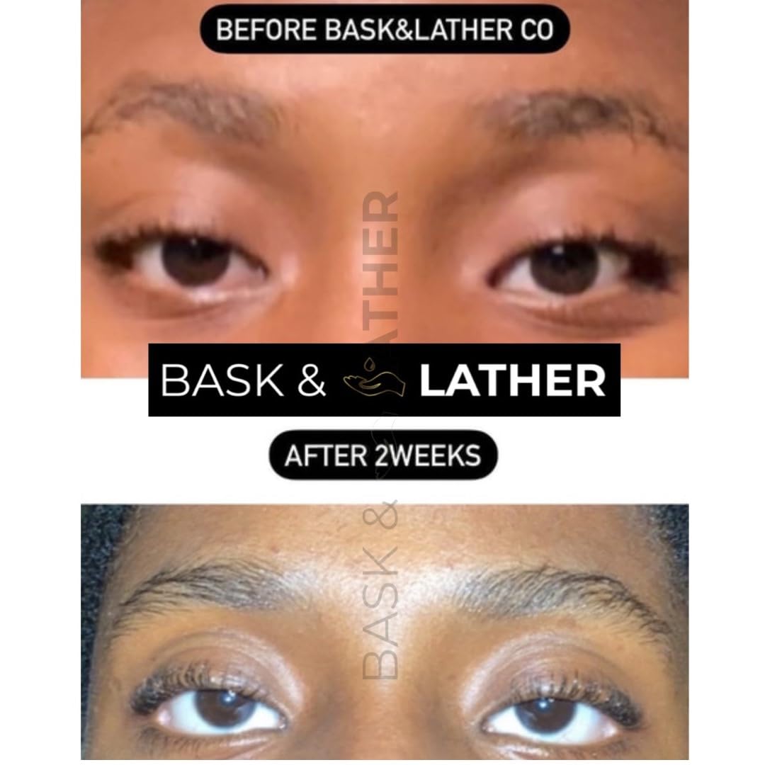 Bask & Lather applicator brush ready for precise nightly lash and brow application for convenience.