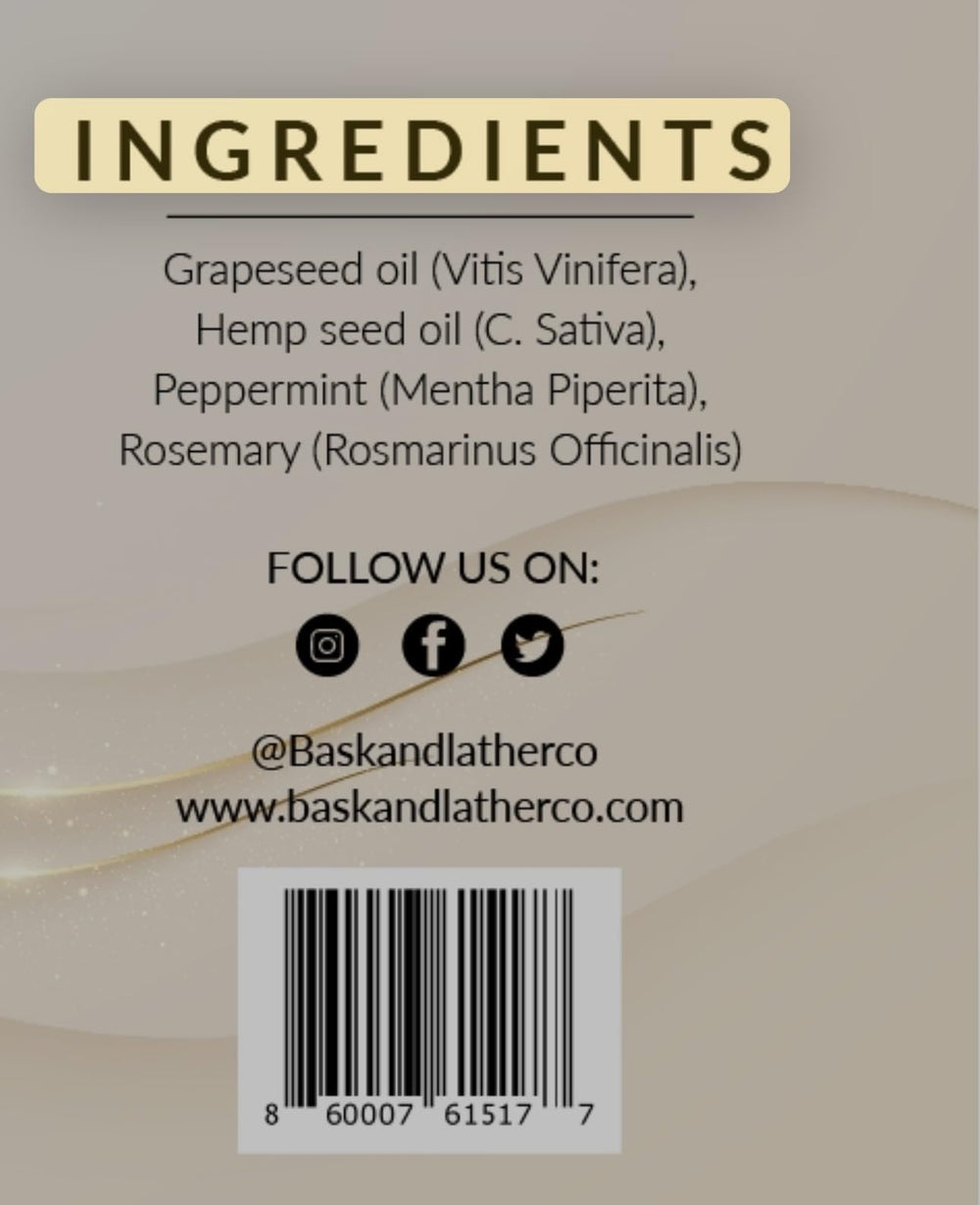 Bask & Lather Organic natural ingredients collection highlighting rosemary and mint.