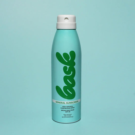 Bask Suncare fragrance-free mineral formula shown for sensitive, non-irritating protection.