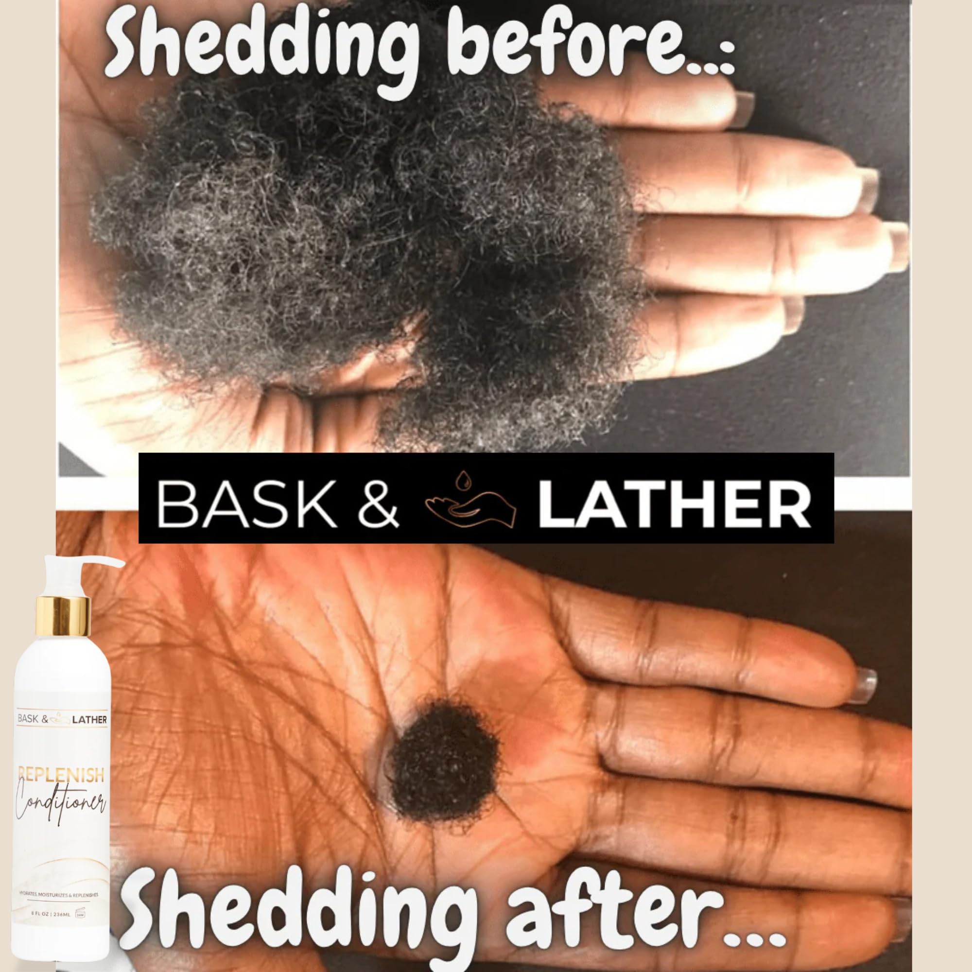 Close-up of Replenish conditioner being applied to hair for detangling.
