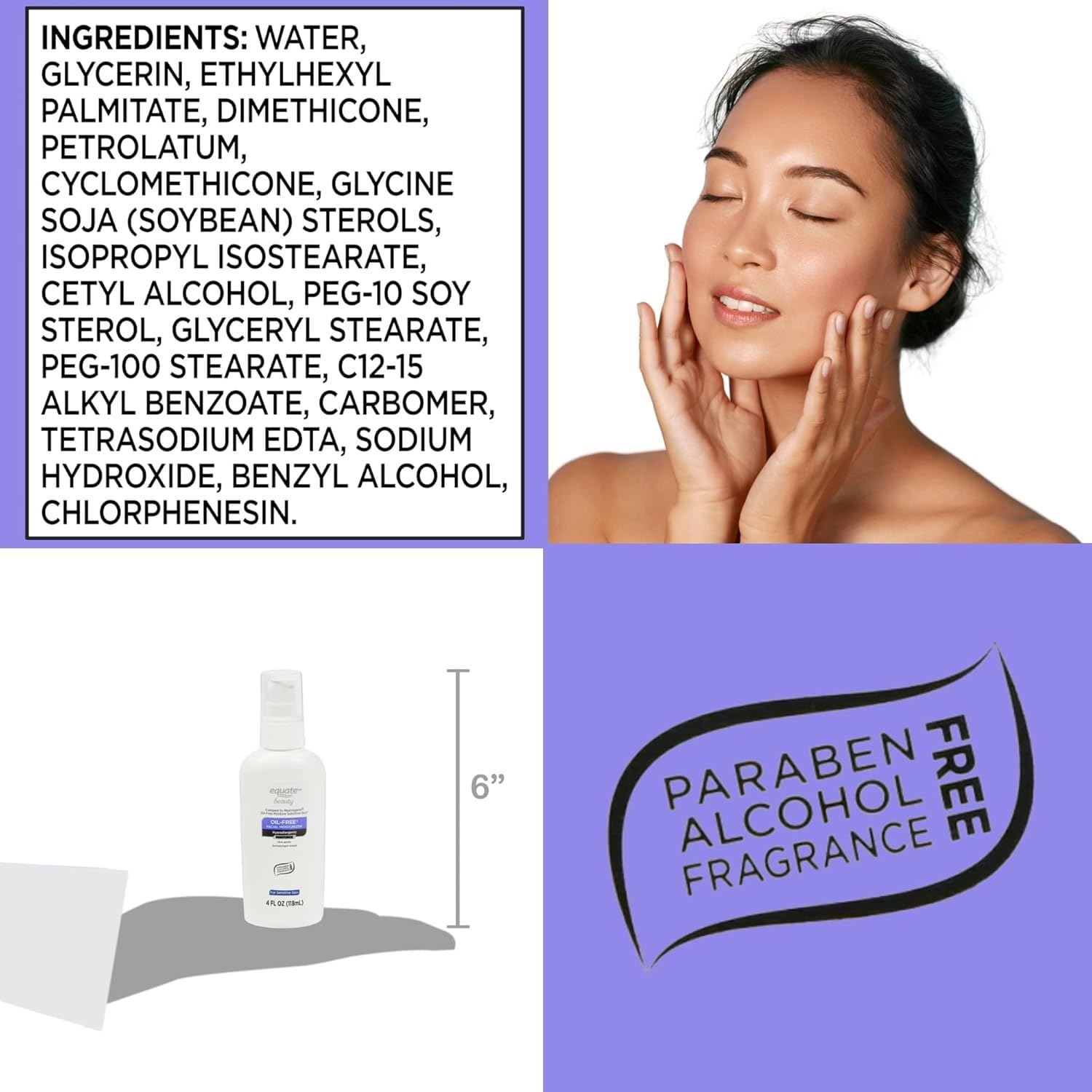 Basket Goods Equate Beauty 4-oz label image for accurate sizing.