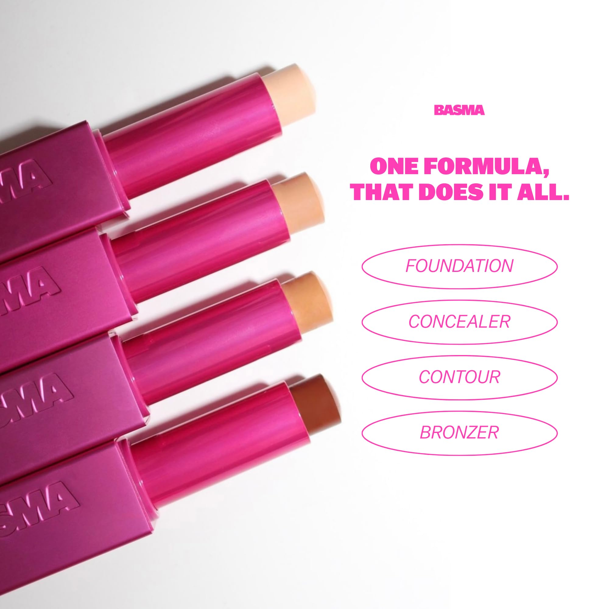 Basma Beauty Foundation Stick delivers ultra-hydration with aloe and vitamin E.