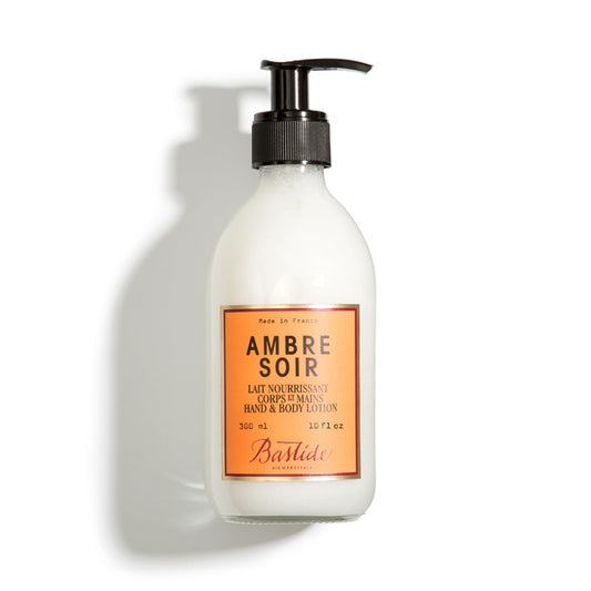 Bastide Ambre Soir lotion bottle for nourished, silky skin and subtle fragrance.