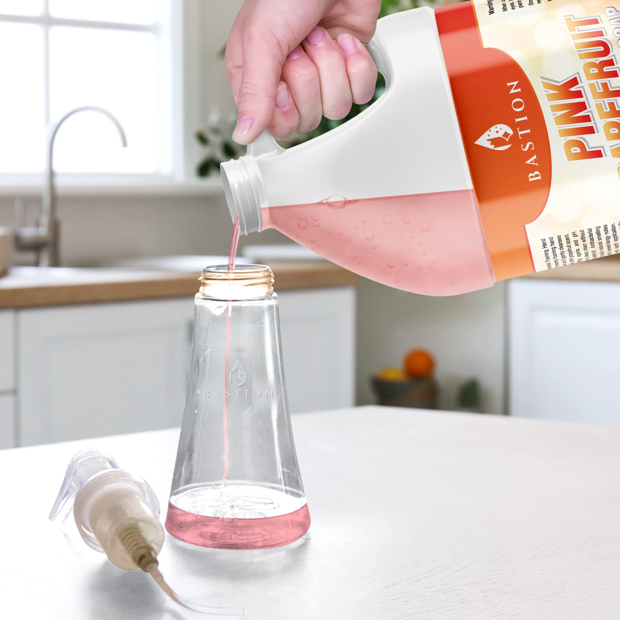 Bastion Pink Grapefruit foam closeup shows luxurious bubbles and scent.