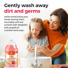 Bastion Pink Grapefruit foaming soap lathers richly for a gentle clean.