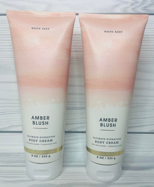 Bath & Body Works Amber Blush two-pack packaging on display for daily moisturization.