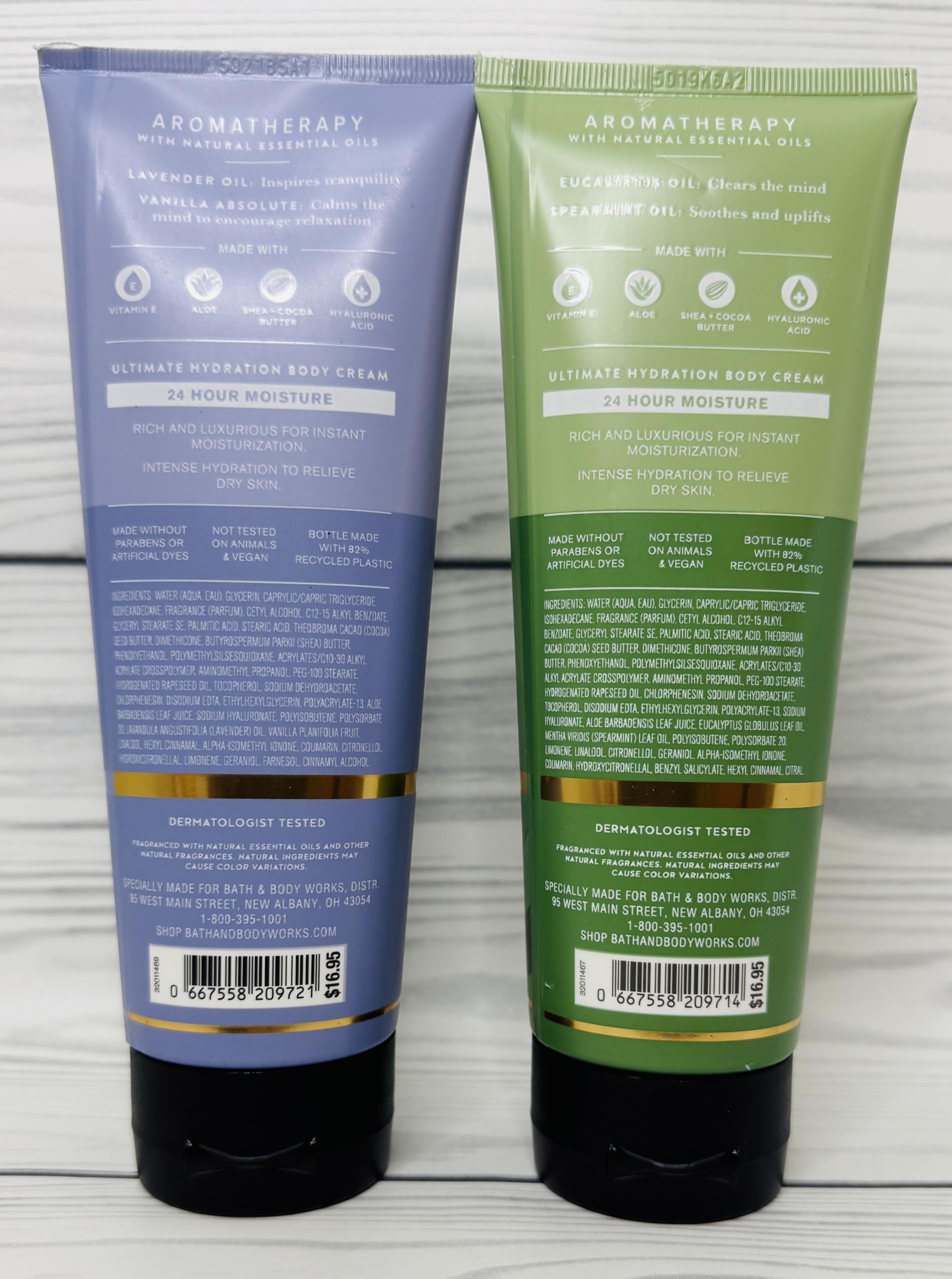 Bath & Body Works Aromatherapy Lavender Vanilla cream tub close-up, soothing bedtime ritual for relaxed skin.