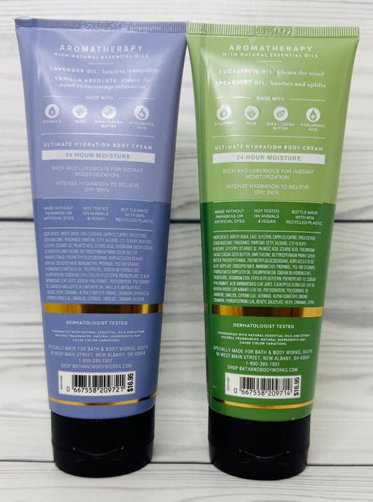 Bath & Body Works Aromatherapy Lavender Vanilla cream tub close-up, soothing bedtime ritual for relaxed skin.