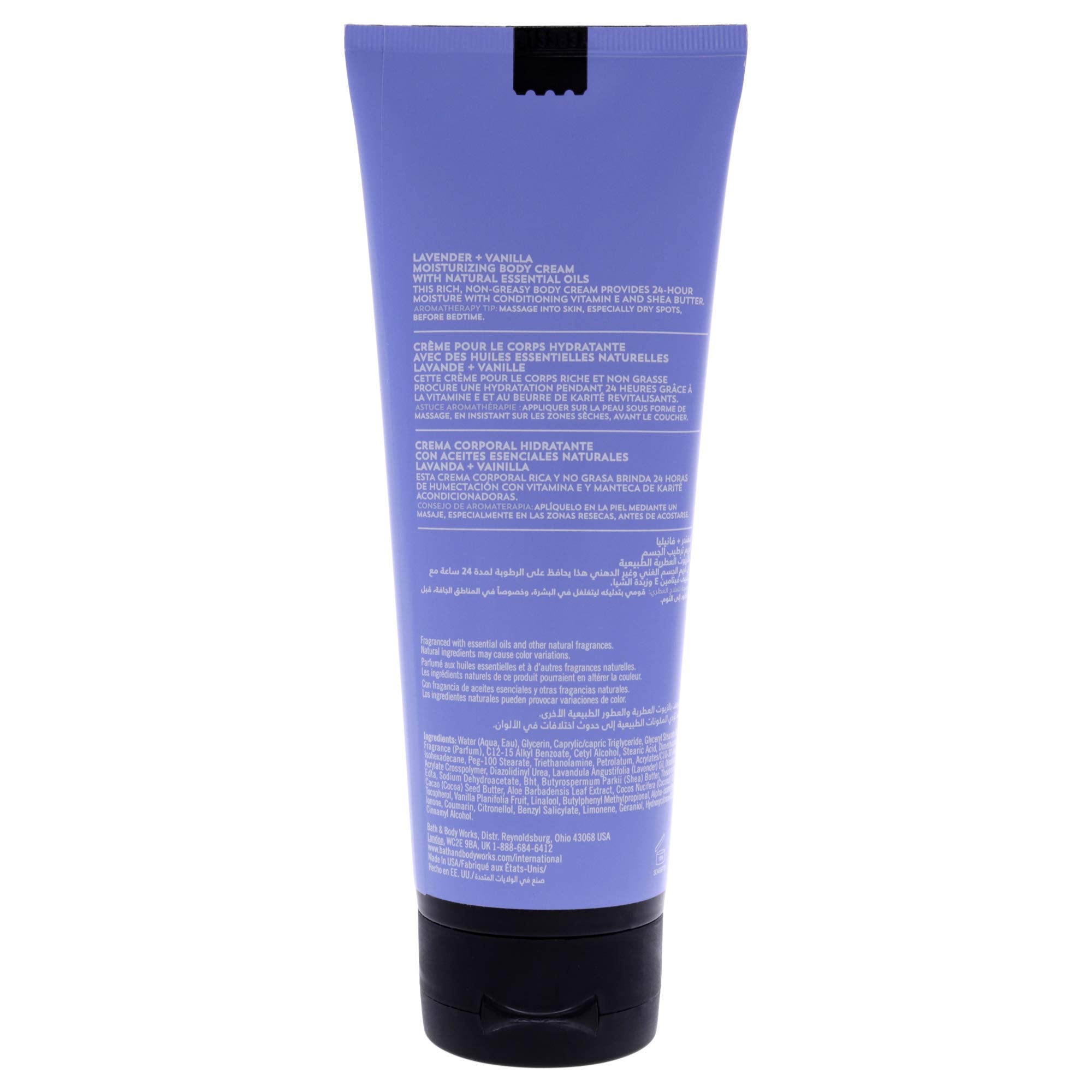 Bath & Body Works Aromatherapy Sleep lavender-vanilla jar label highlights calming ingredients.