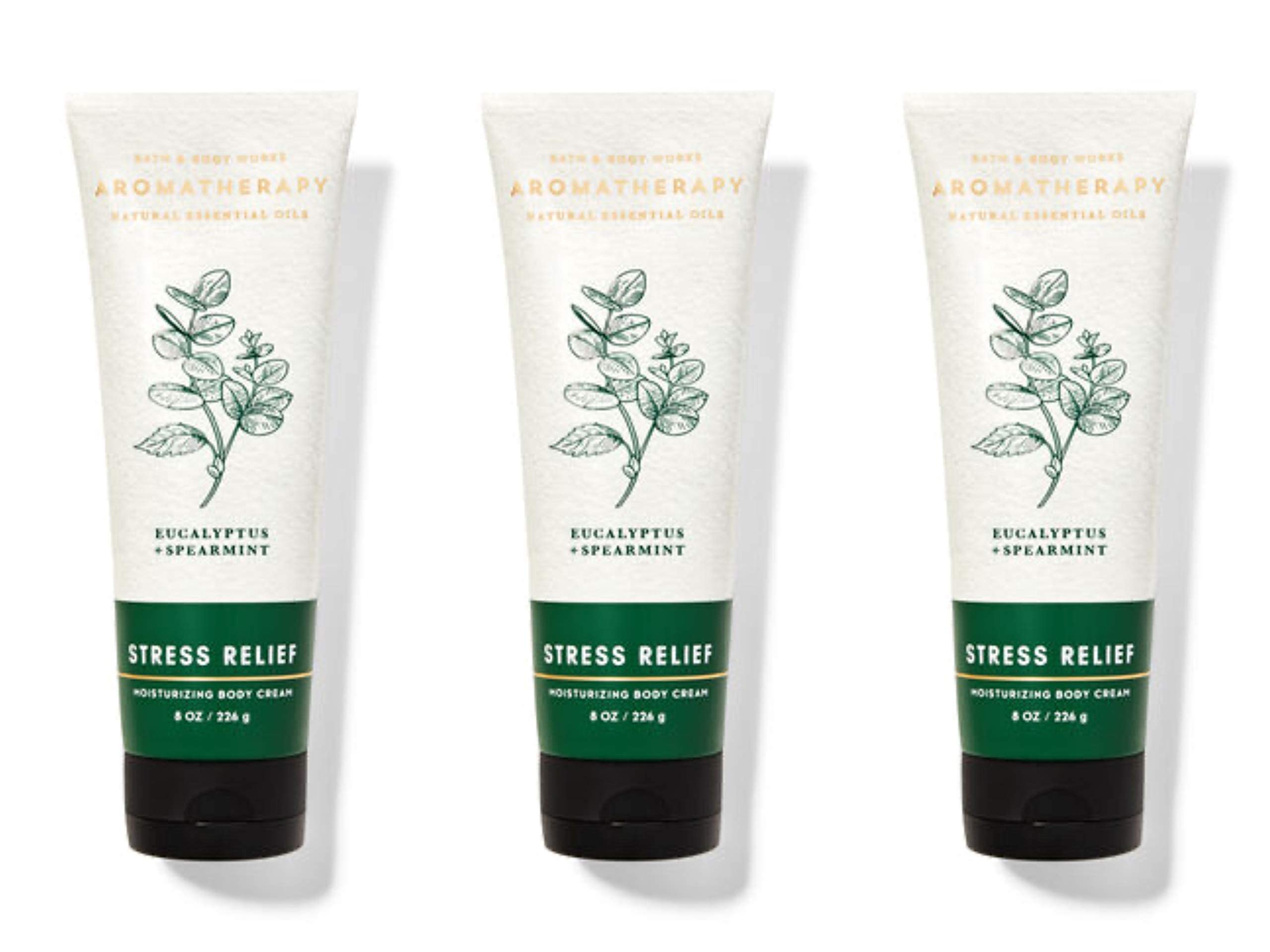Bath and Body Works Stress Relief tubes with eucalyptus spearmint for soothing mood and deep hydration