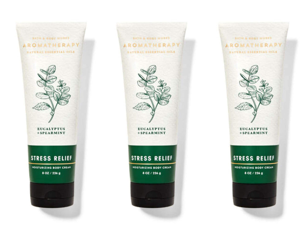Bath and Body Works Stress Relief tubes with eucalyptus spearmint for soothing mood and deep hydration