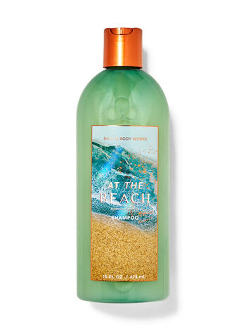 Bath & Body Works At The Beach Shampoo bottle showing moisturizing formula for color-treated hair.