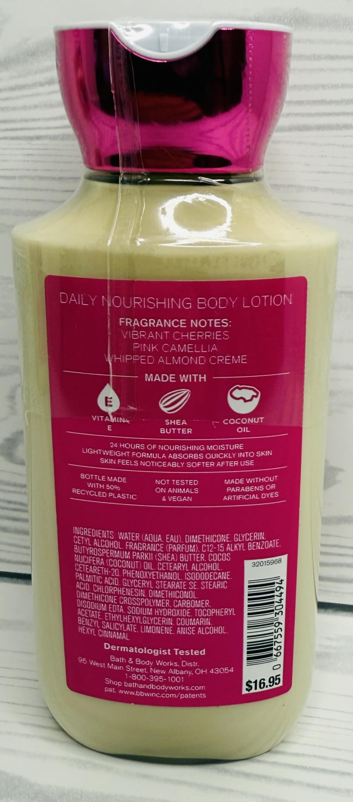 Swirl of Bath and Body Works Body Perfect in Pink lotion texture showing smooth application.