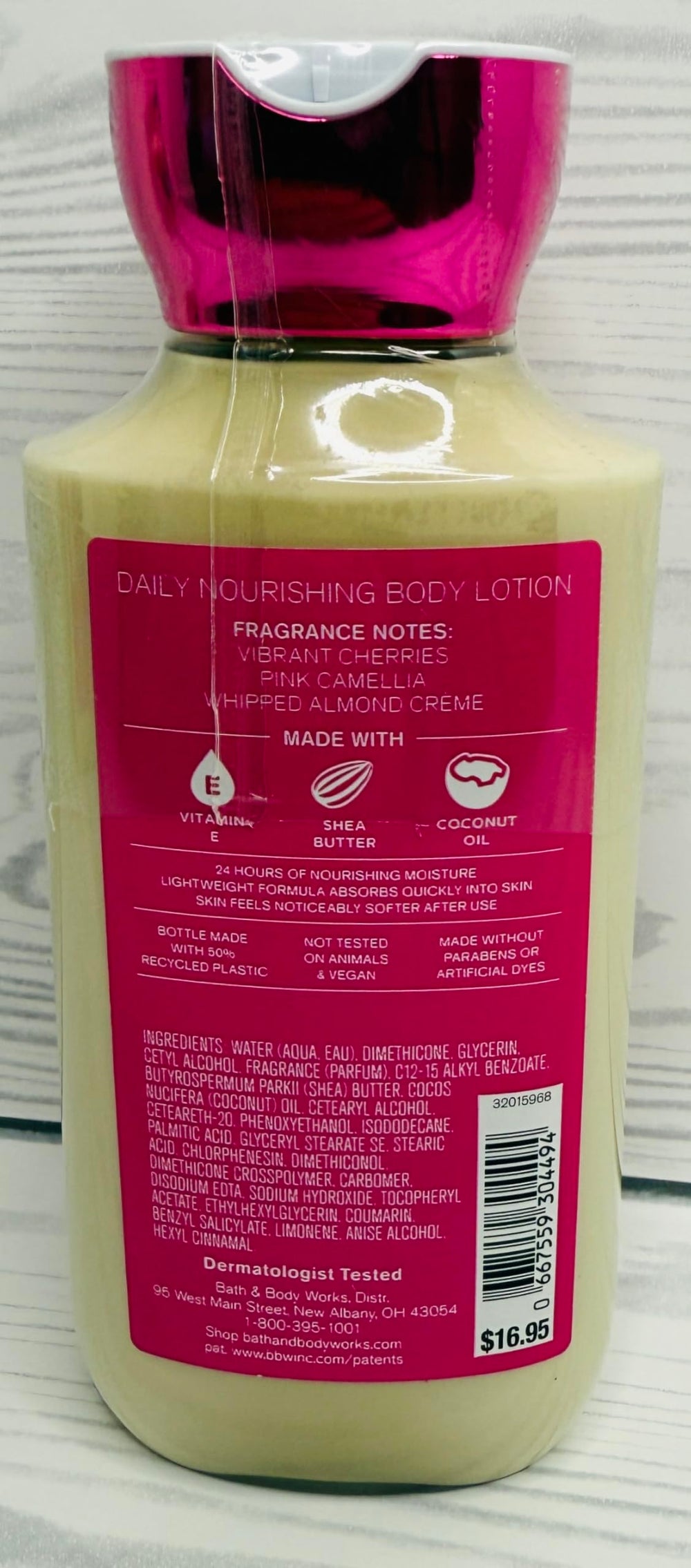 Swirl of Bath and Body Works Body Perfect in Pink lotion texture showing smooth application.