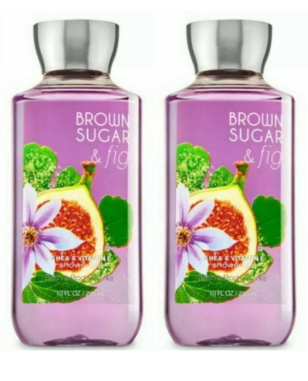 Bath & Body Works Brown Sugar & Fig shower gel, two-pack bottle set, with a warm, fruity aroma.