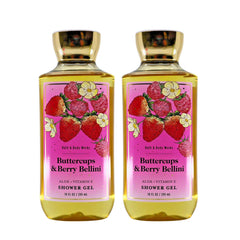 Bath & Body Works Buttercups Berry Bellini shower gel 2-pack for refreshing cleanse and uplifting mood.