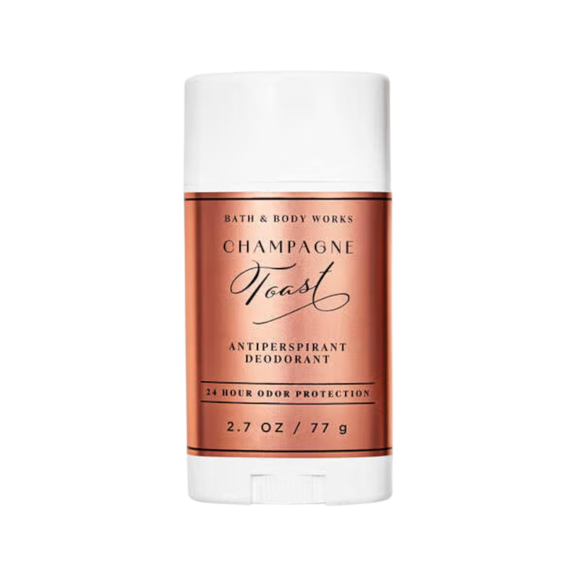 Bath and Body Works Champagne Toast deodorant stick provides daily protection with a subtle, refreshing scent.