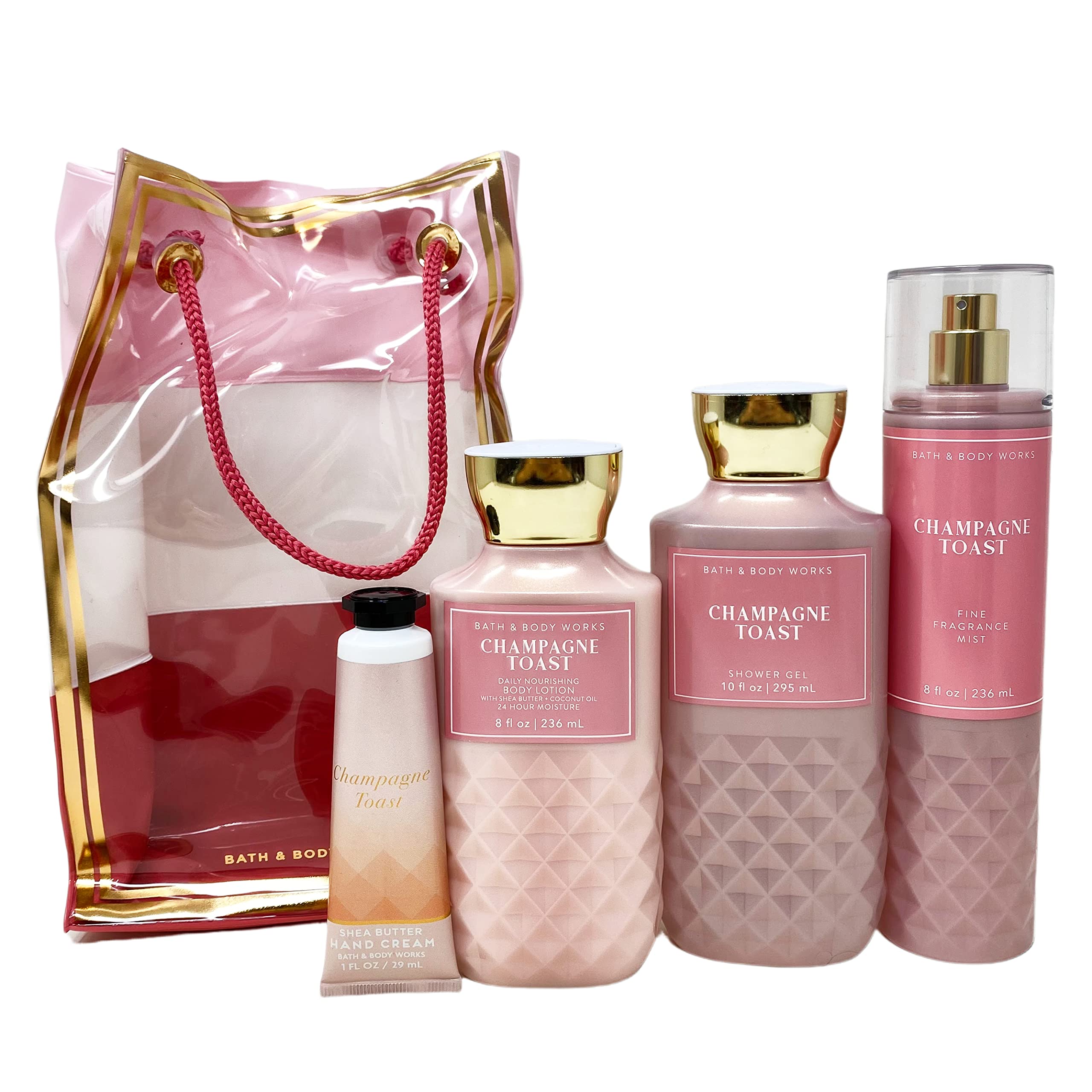 Bath & Body Works Champagne Toast gift bag with fragrance mist, great for spa-like refresh moments.