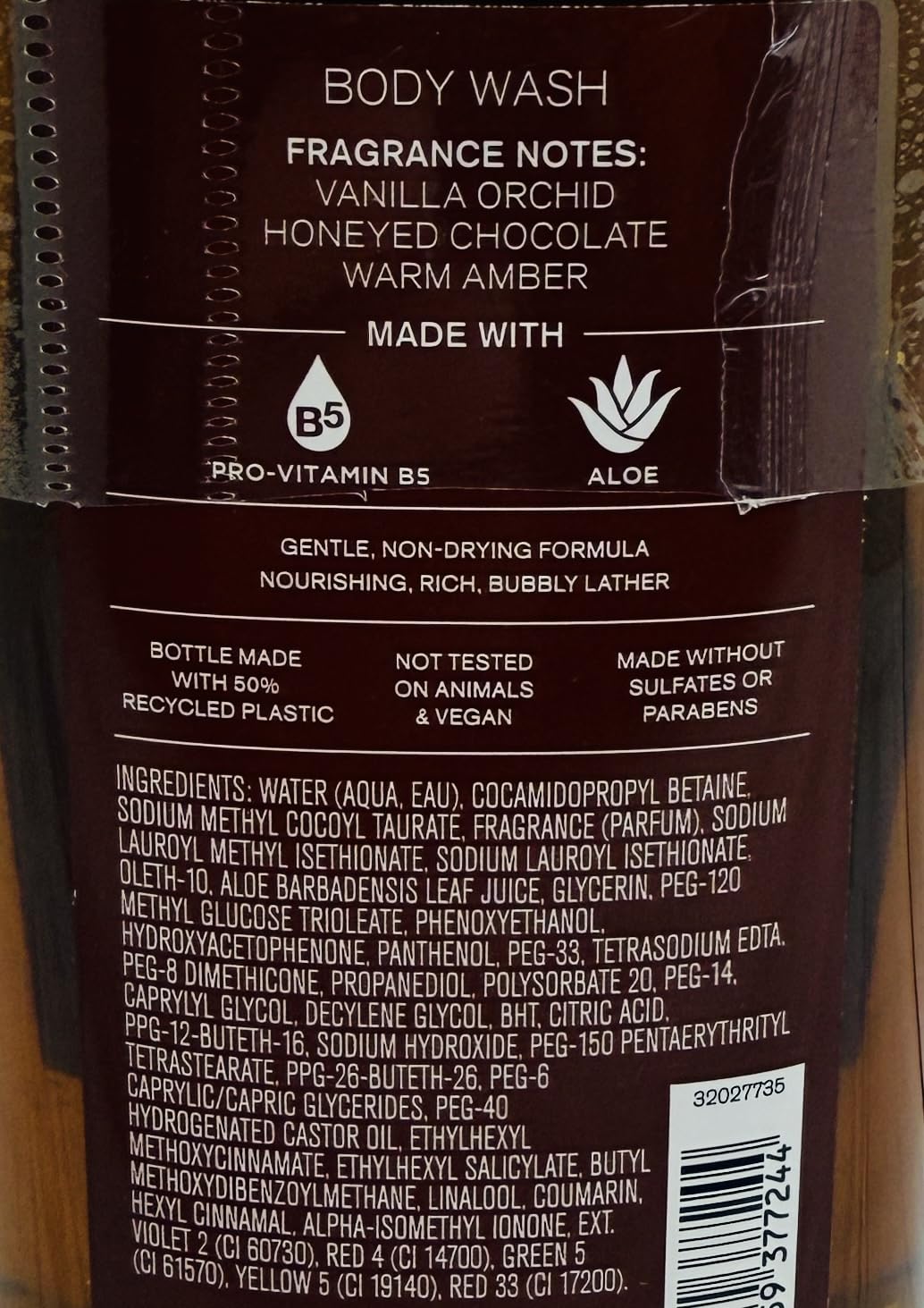 Bath & Body Works Chocolate Amber body wash lather close-up.