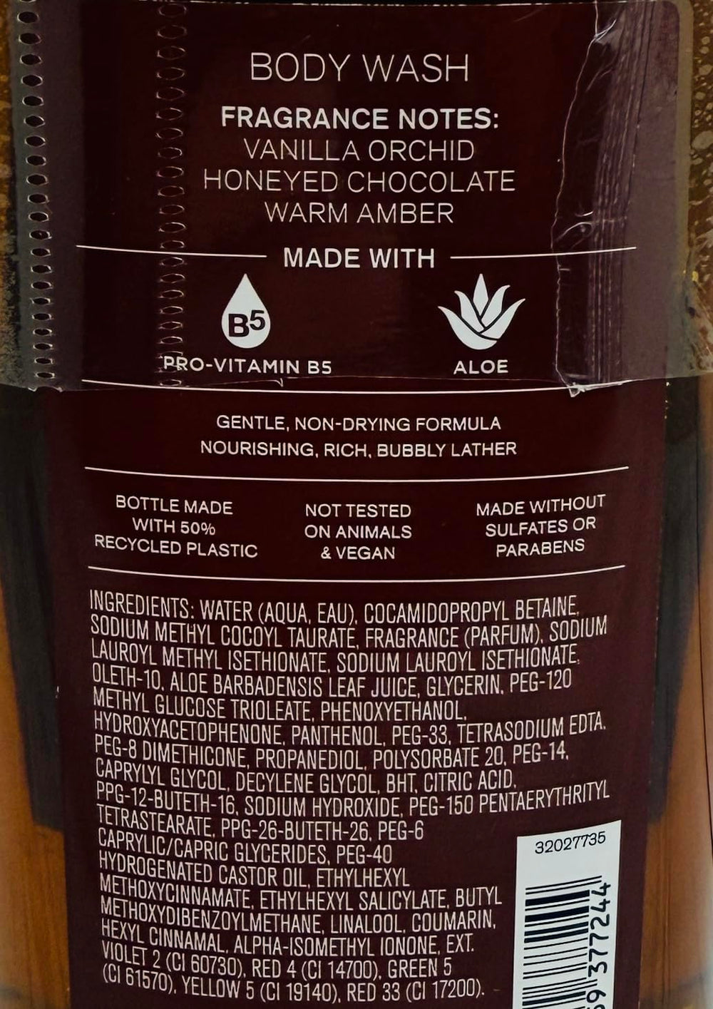 Bath & Body Works Chocolate Amber body wash lather close-up.