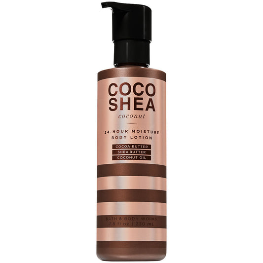 Bath & Body Works CocoShea Coconut Body Lotion bottle delivers 24-hour moisture
