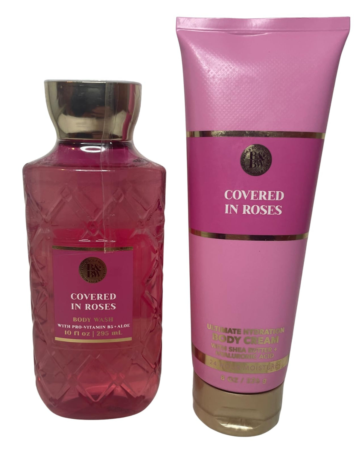 Bath & Body Works Covered In Roses body cream bottle with lush rose scent for daily moisture.