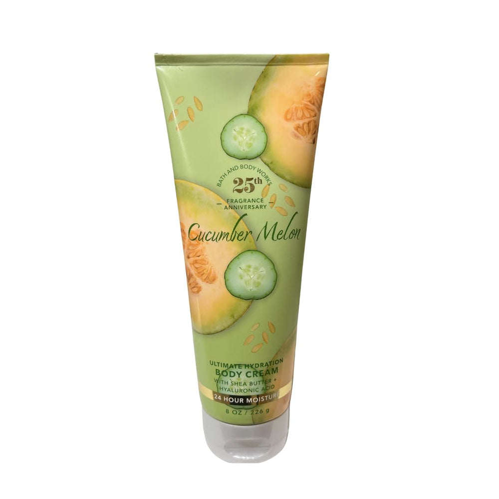 Bath & Body Works Cucumber Melon body cream in use for silky skin