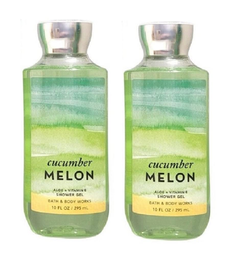 Bath & Body Works Cucumber Melon shower gel 2-pack back view, packaging emphasis.