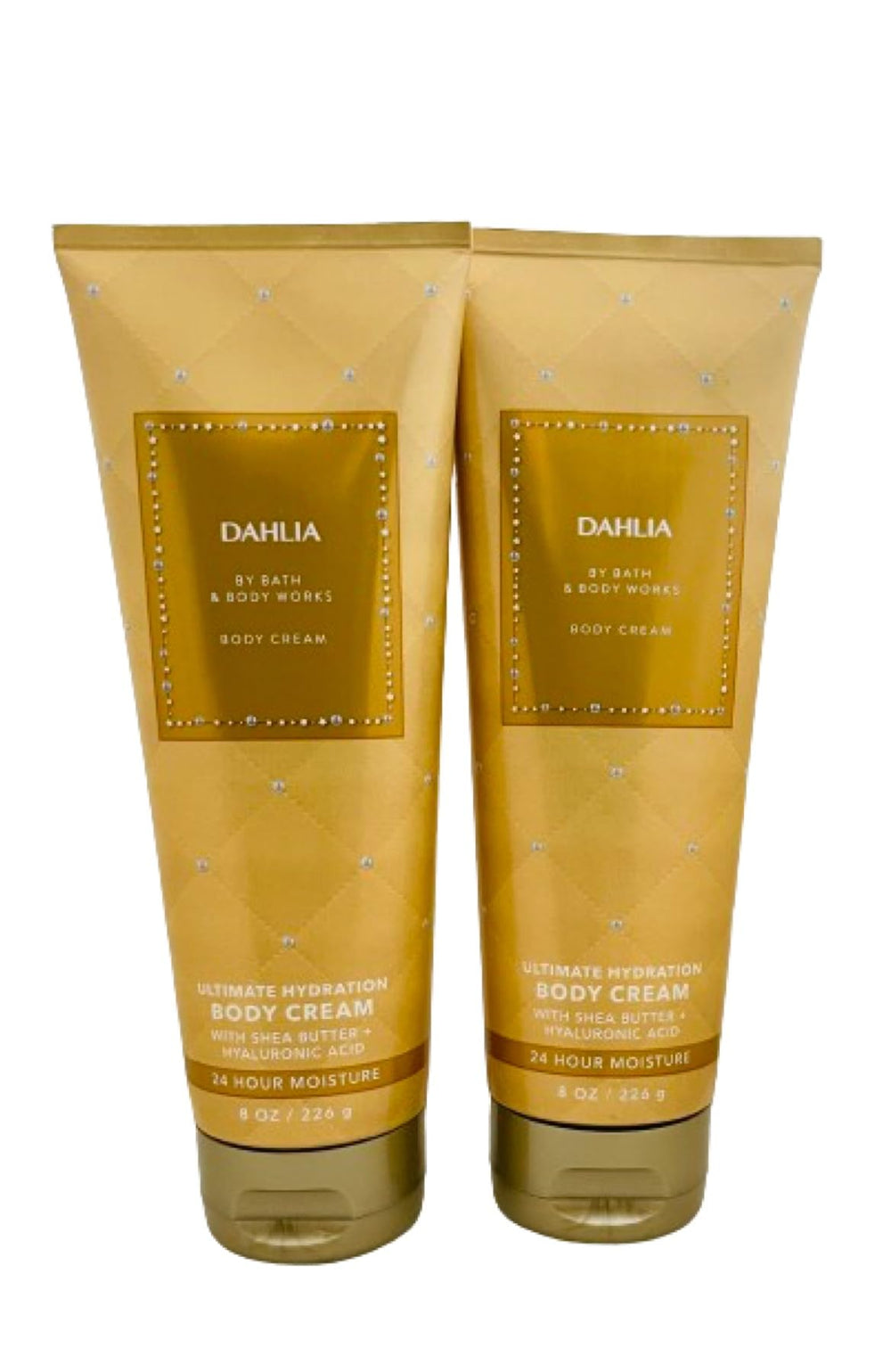 Bath & Body Works Dahlia Ultra Shea Body Cream 8 Oz bottle in a close-up product shot highlighting rich hydration.