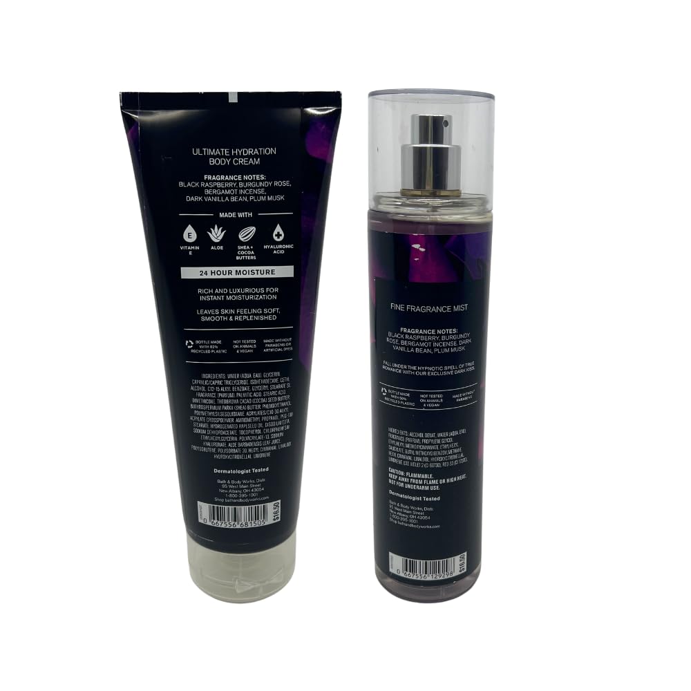 Front-facing packaging image of Bath & Body Works Dark Kiss gift set.