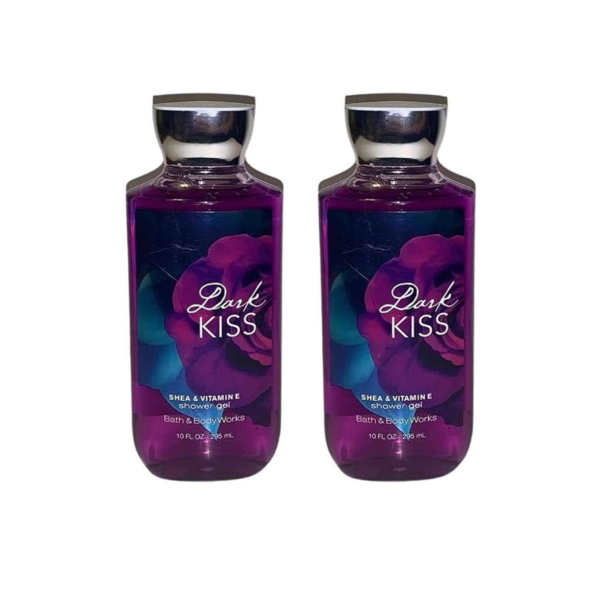 Bath & Body Works Dark Kiss shower gel duo in multicolor bottles for luxurious cleansing.