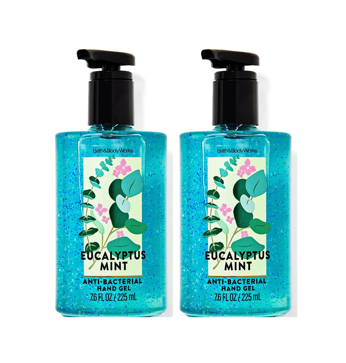 Bath and Body Works Eucalyptus Mint hand gel pack with two bottles for on-the-go moisturization.