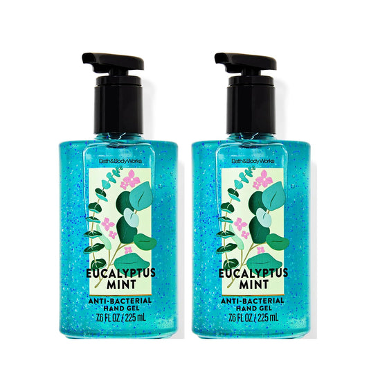 Bath and Body Works Eucalyptus Mint hand gel pack with two bottles for on-the-go moisturization.