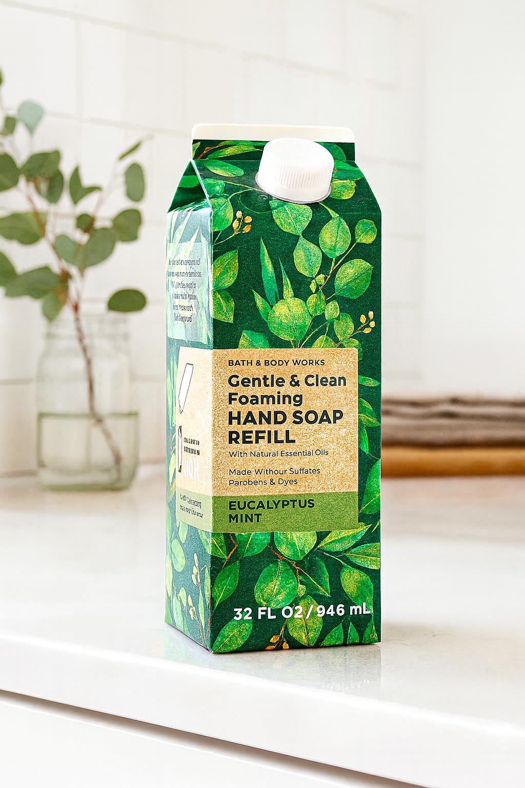Bath & Body Works Eucalyptus Mint hand soap refill bottle for foaming dispensers, refreshing cleanse.