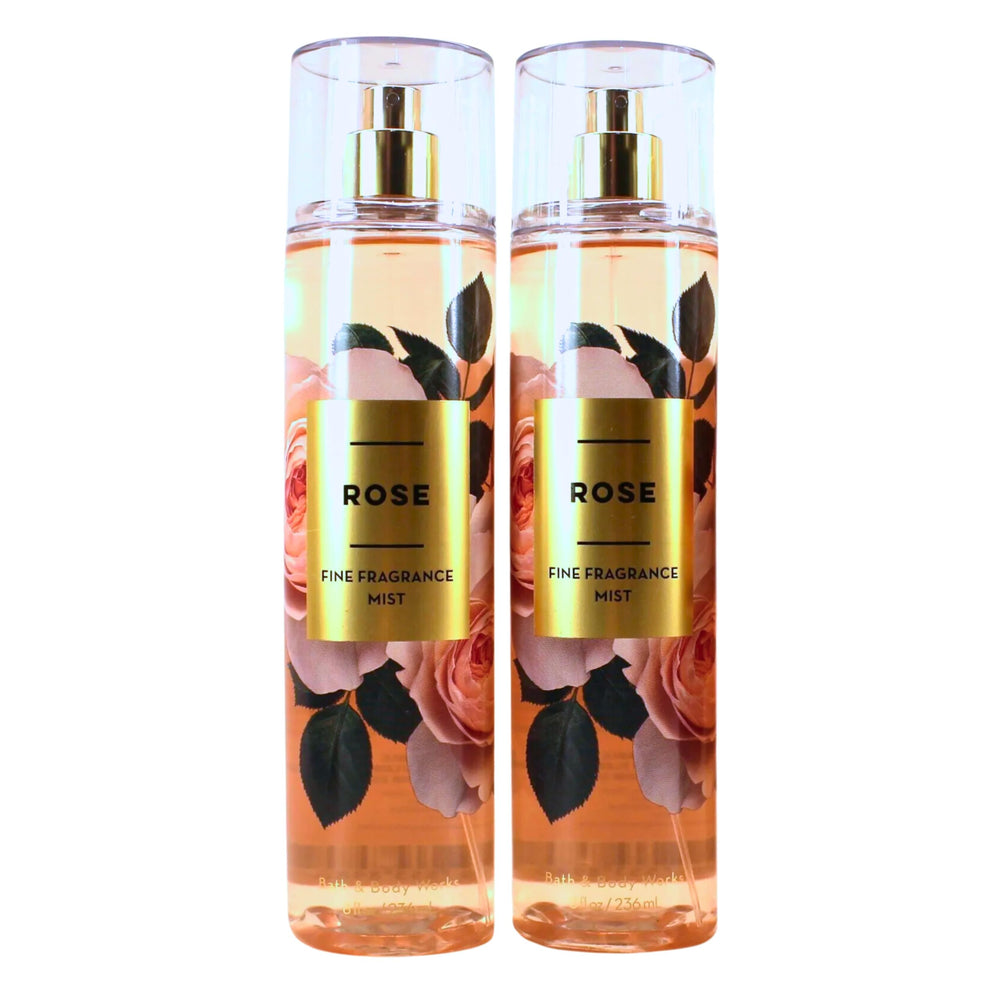 Bath & Body Works Fine Fragrance Mist Rose, two 8oz bottles, ideal for daily refresh