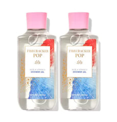 Bath and Body Works Firecracker Pop shower gel 2-pack for refreshed skin and festive fragrance.