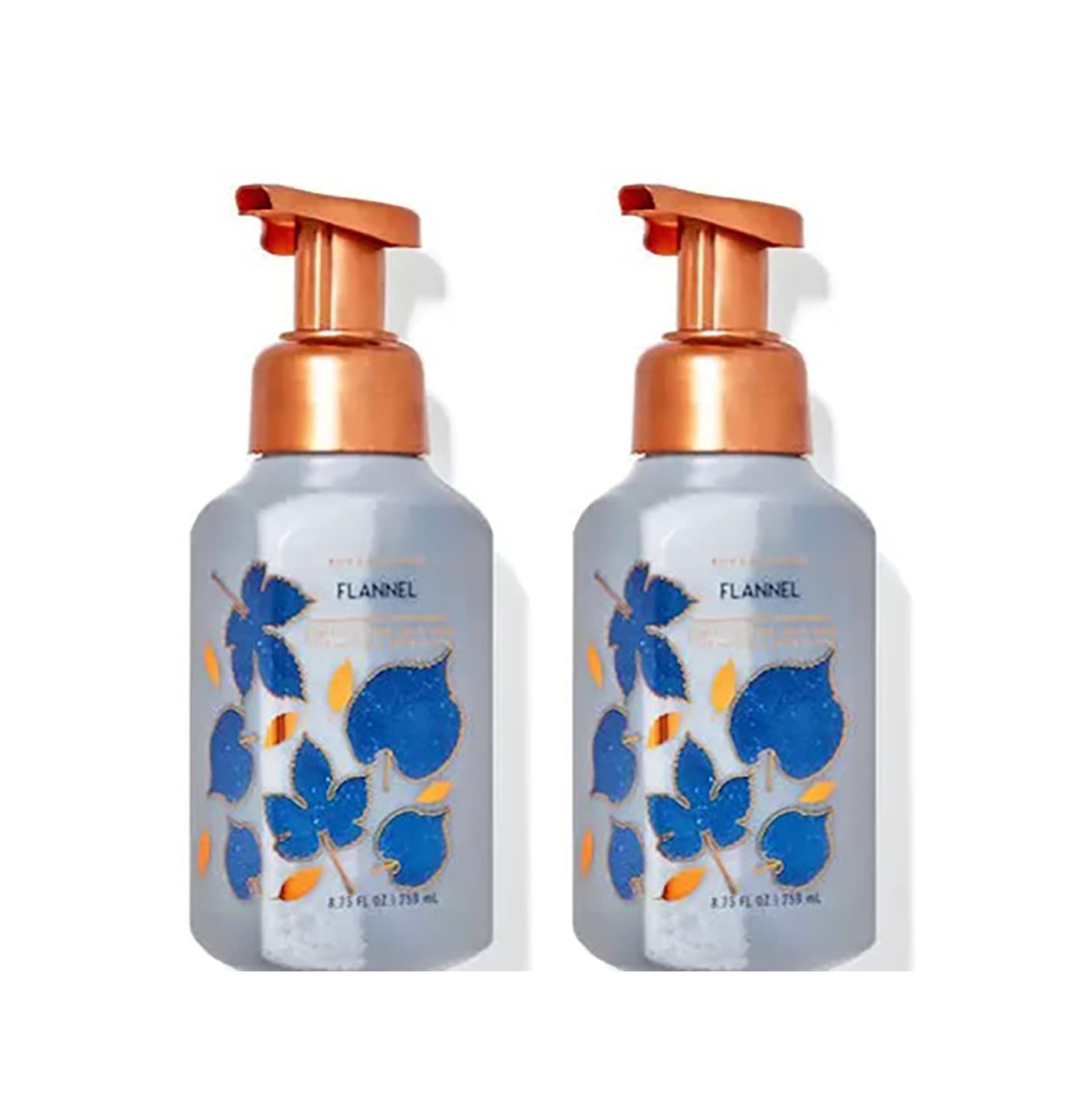 Bath & Body Works Flannel hand soap bottle with pump and gold-branch label, ideal for daily hand cleansing.