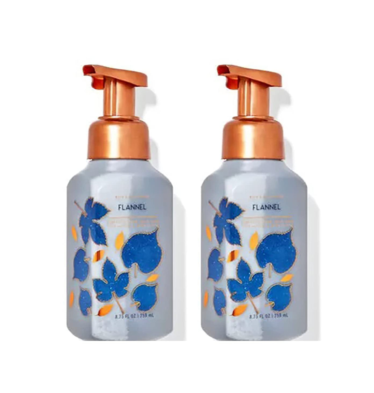 Bath & Body Works Flannel hand soap bottle with pump and gold-branch label, ideal for daily hand cleansing.