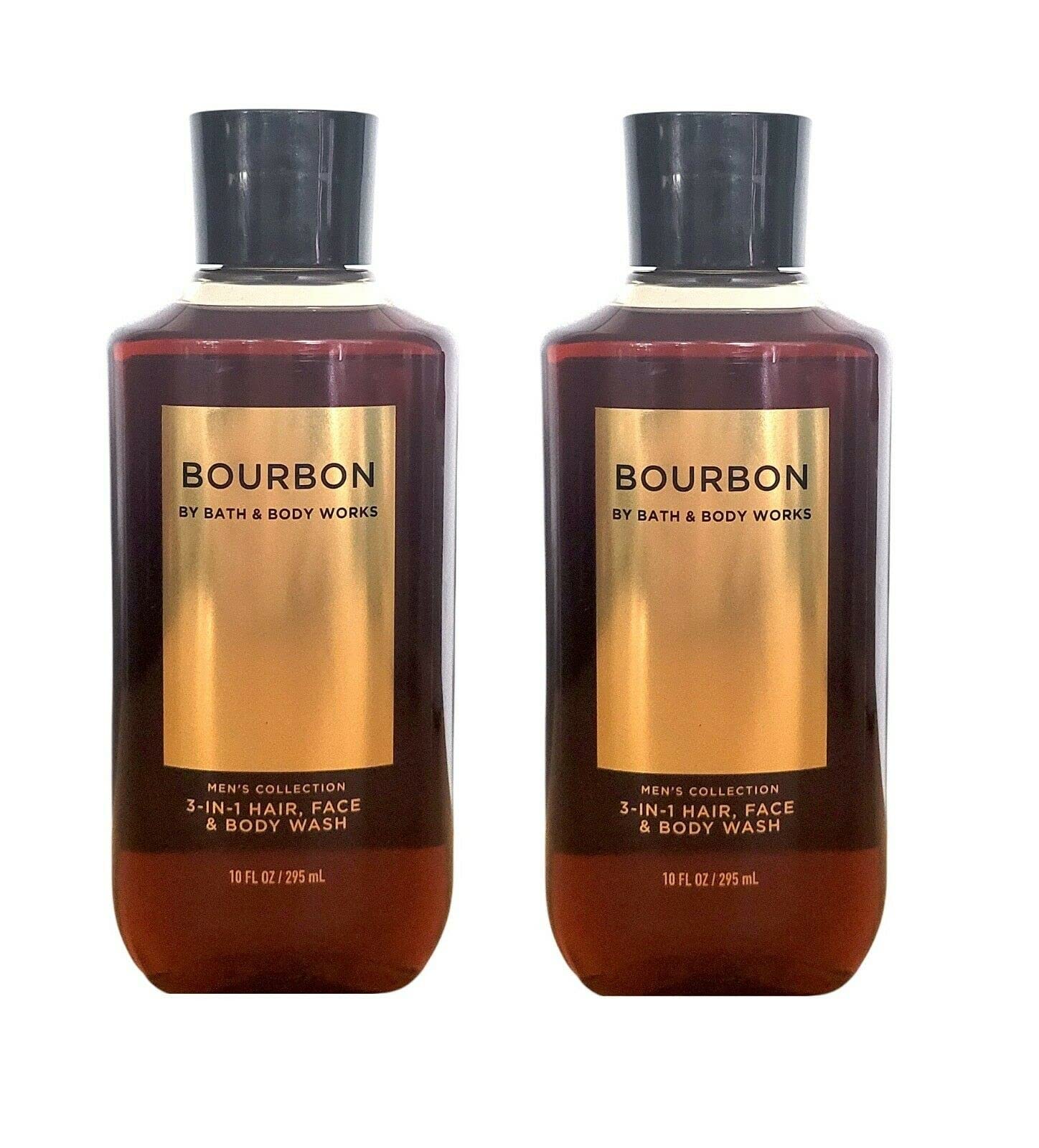 Bath & Body Works For Men Bourbon 3-in-1 bottle pour showcasing versatile grooming for hair, face, and body.