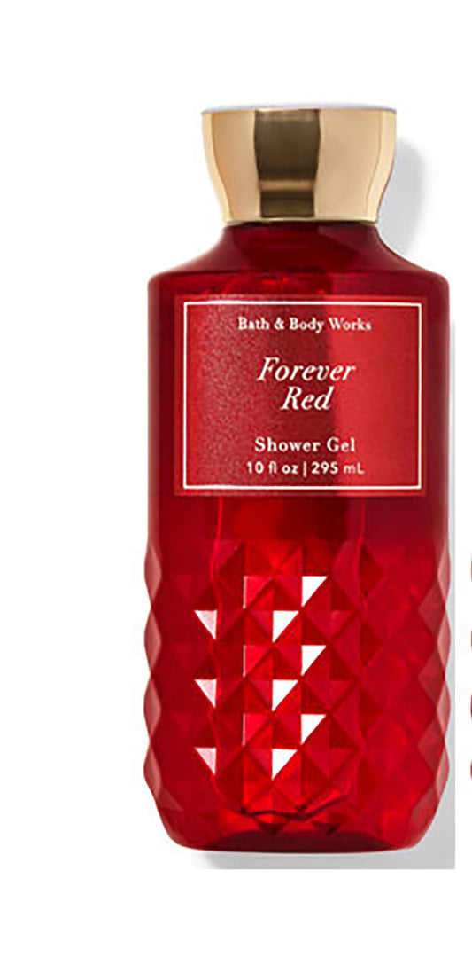 Bath & Body Works Forever Red shower gel bottle delivers nourishing cleanse and luxurious lather.