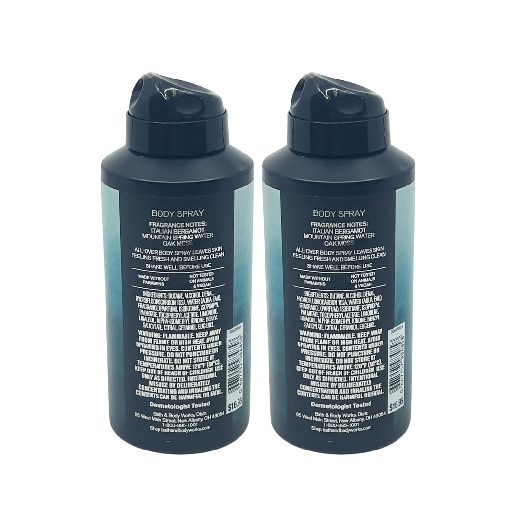Bath and Body Works Freshwater deodorizing body spray for men two-pack bottle ready for daily use.
