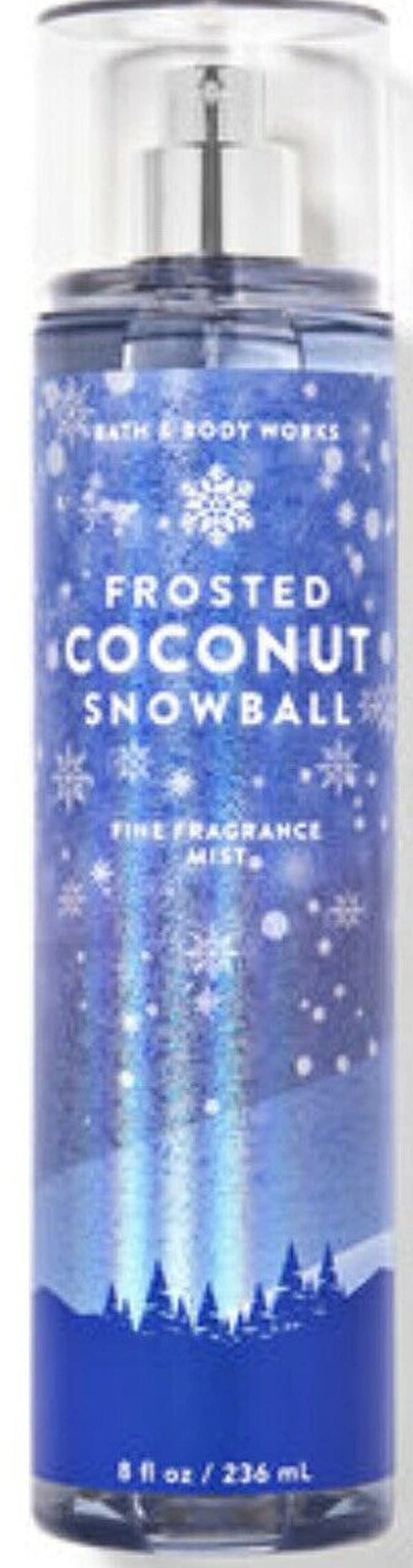 Bath & Body Works Frosted Coconut Snowball body mist bottle for daily wear and subtle fragrance.
