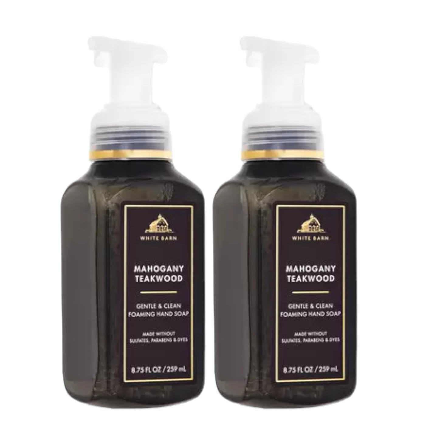 Bath & Body Works Gentle Foaming Hand Soap Mahogany Teakwood bottle with creamy foam for soft hands