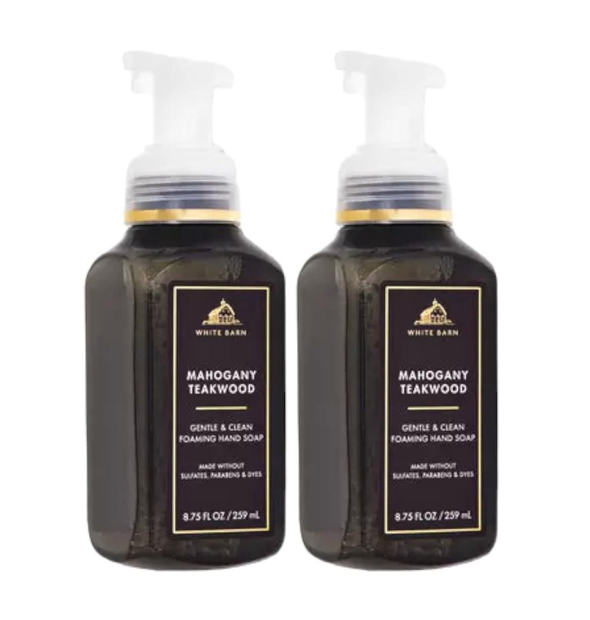 Bath & Body Works Gentle Foaming Hand Soap Mahogany Teakwood bottle with creamy foam for soft hands