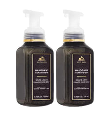 Bath & Body Works Gentle Foaming Hand Soap Mahogany Teakwood bottle with creamy foam for soft hands