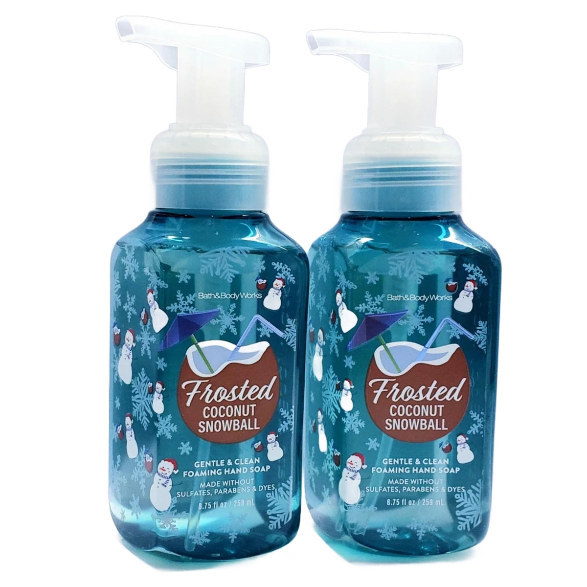Bath and Body Works Gentle Foaming Hand Soap foam bottle Frosted Coconut Snowball for gentle cleansing.